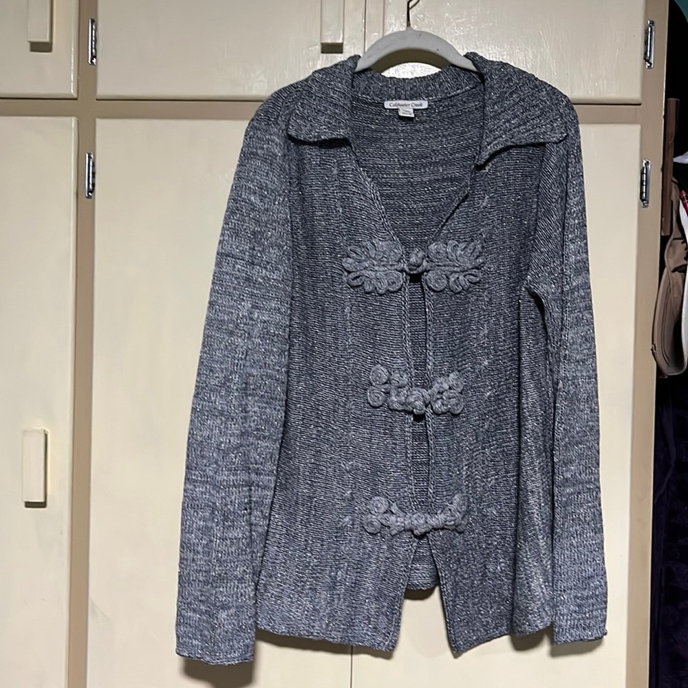 Coldwater Creek beautiful silver blue sweater. size large